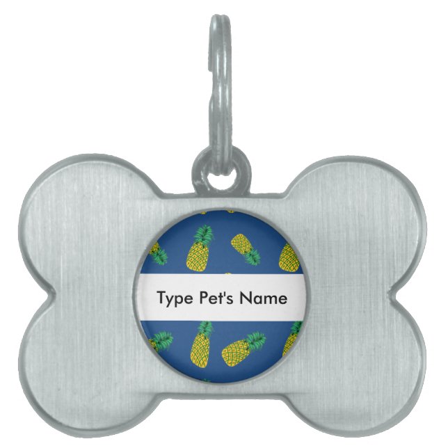 Pineapple Pattern on Pet Name Tag (Front)
