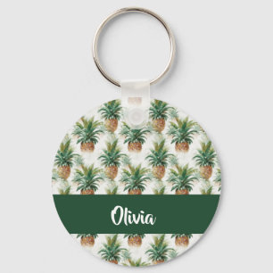 Pineapple pattern on white key ring