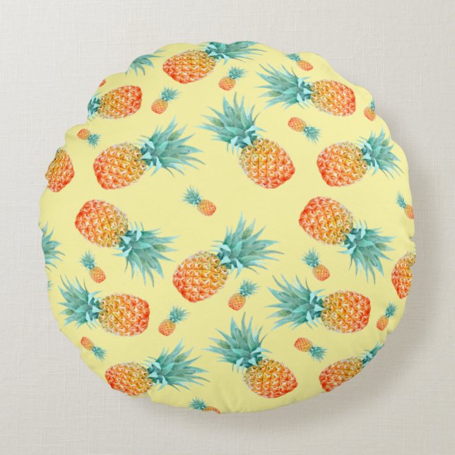 Pineapple Pattern Round Cushion (Front)