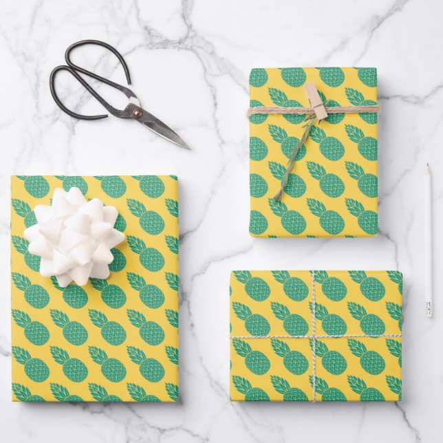 Pineapple Pattern Wrapping Paper Sheet (Front)