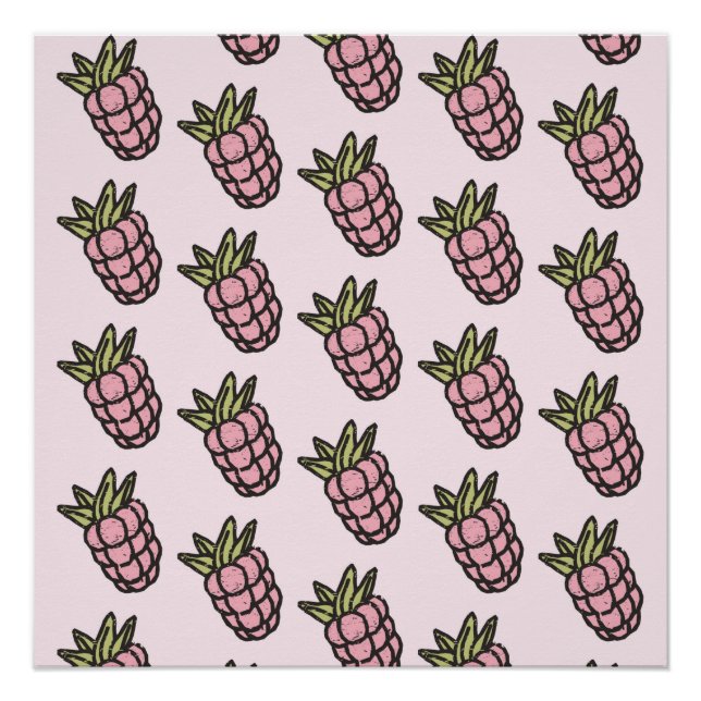 Pineapple Pattern Y2K Retro Funky Poster (Front)