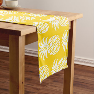 Pineapple Pattern Yellow & White Short Table Runner