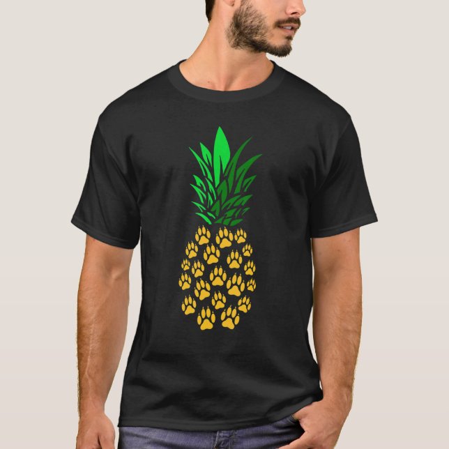 Pineapple Paw Prints Dog   T-Shirt (Front)