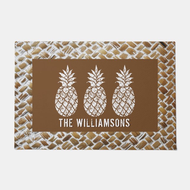 Pineapple Personalised Doormat (Front)