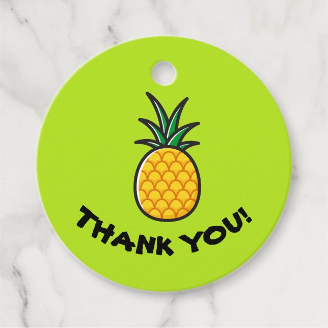 Pineapple Personalised Tropical Favour Tags (Front)