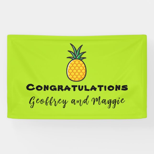 Pineapple Personalised Tropical Party Banner (Horizontal)