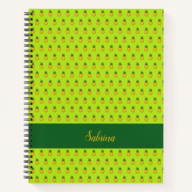 Pineapple Personalised Tropical Spiral Notebook (Front)