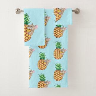 Pineapple Pika Takes a Chomp Aqua Bath Towel Set