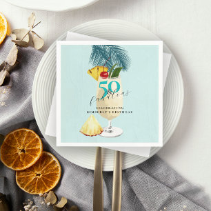 Pineapple Pina Colada Cocktail 50th Birthday Party Napkin