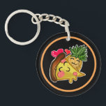 Pineapple Pizza Love Key Ring<br><div class="desc">Pineapple and Pizza love each other!</div>