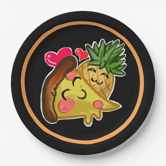Pineapple Pizza Love Paper Plate (Front)