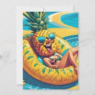 pineapple pool party invitations