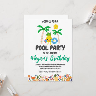 pineapple pool party invitations