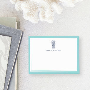 Pineapple Prep Aqua & Navy Personalized Post-it Notes