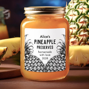 Pineapple preserves black and white canning label