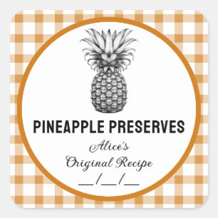 Pineapple preserves label with chequered pattern