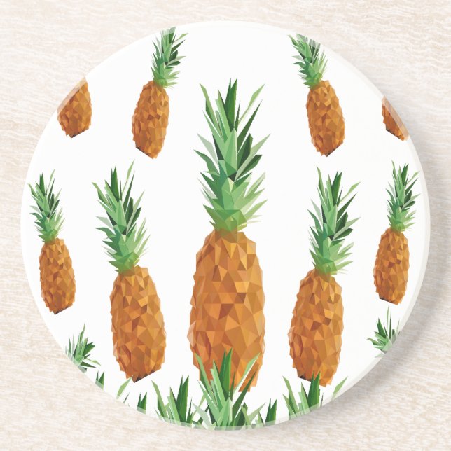 pineapple print polygonal pattern coaster (Front)