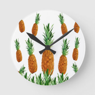 pineapple print polygonal pattern round clock