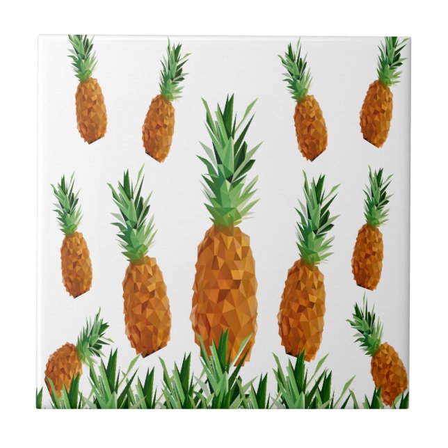 pineapple print polygonal pattern tile (Front)