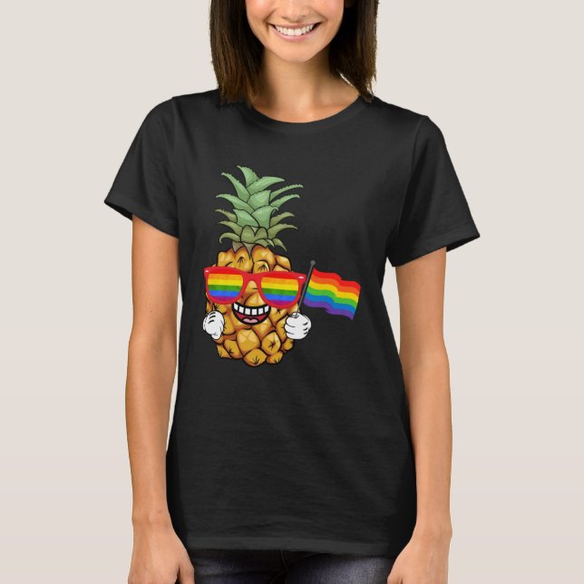 Pineapple Rainbow Flag Hawaiian Gay Pride LGBT T-Shirt (Front)