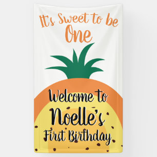 Pineapple Rainbow, Sweet to be One, 1st Birthday Banner