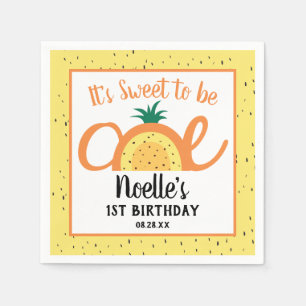 Pineapple Rainbow, Sweet to be One, 1st Birthday Napkin