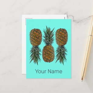 Pineapple Retro Vegan and Vegetarian Vintage Fruit Holiday Postcard