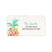 Pineapple Return Address Label Tropical Aloha Luau