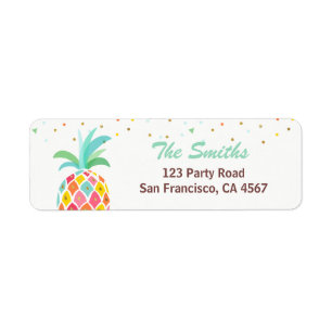 Pineapple Return Address Label Tropical Aloha Luau