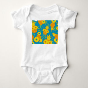 Pineapple Rings: Doodle Cartoon Vintage. Baby Bodysuit