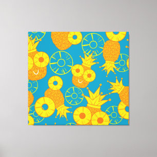 Pineapple Rings: Doodle Cartoon Vintage. Canvas Print