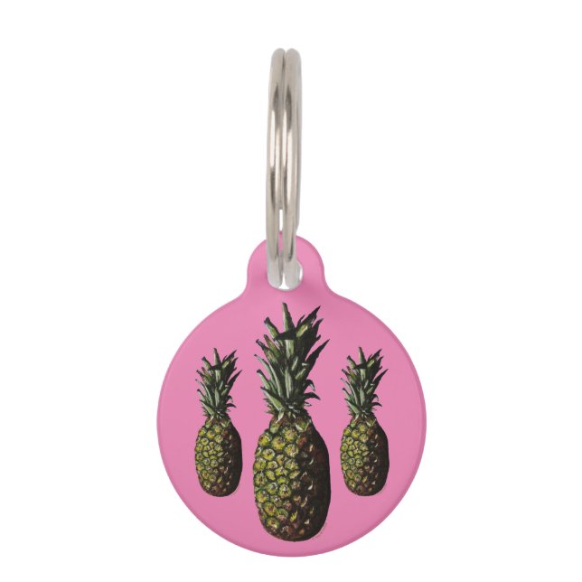 Pineapple Round Pet Tag - Optional Personalisation (Front)