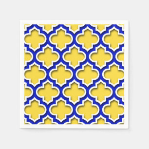 Pineapple Royal Blue Wht Moroccan Quatrefoil #5DS Napkin