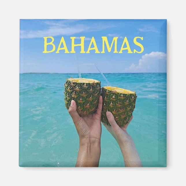 Pineapple rum punch on the beach, Bahamas Magnet (Front)