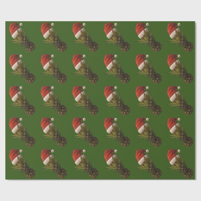 Pineapple Santa Hawaiian Mele Kalikima Gift Wrap (Flat)