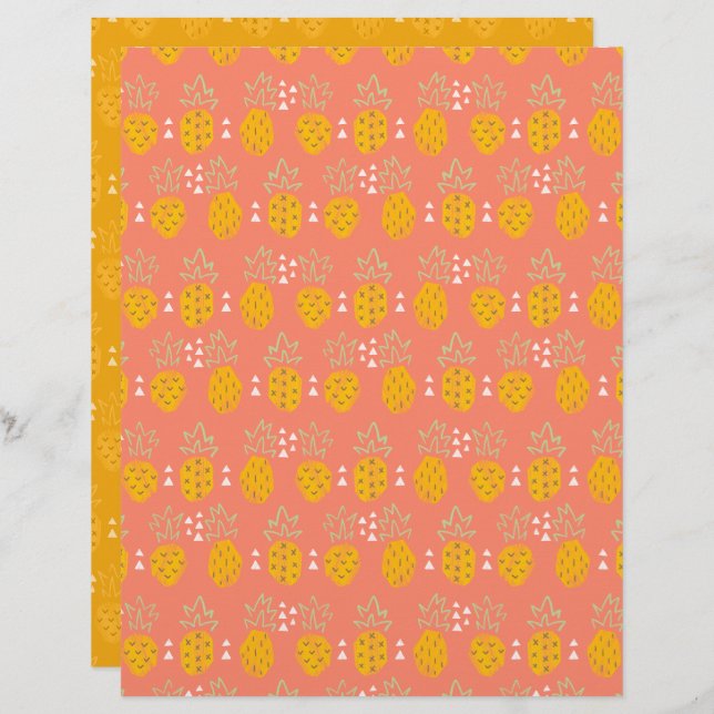 Pineapple Scrapbook Paper (Front/Back)