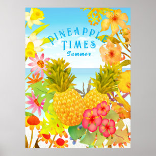 Pineapple Sea Floral Poster
