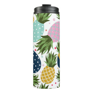 Pineapple seamless pattern illustration, colorful thermal tumbler