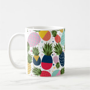 Pineapple seamless pattern illustration, colourful coffee mug