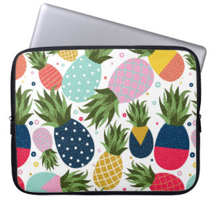 Pineapple seamless pattern illustration, colourful laptop sleeve