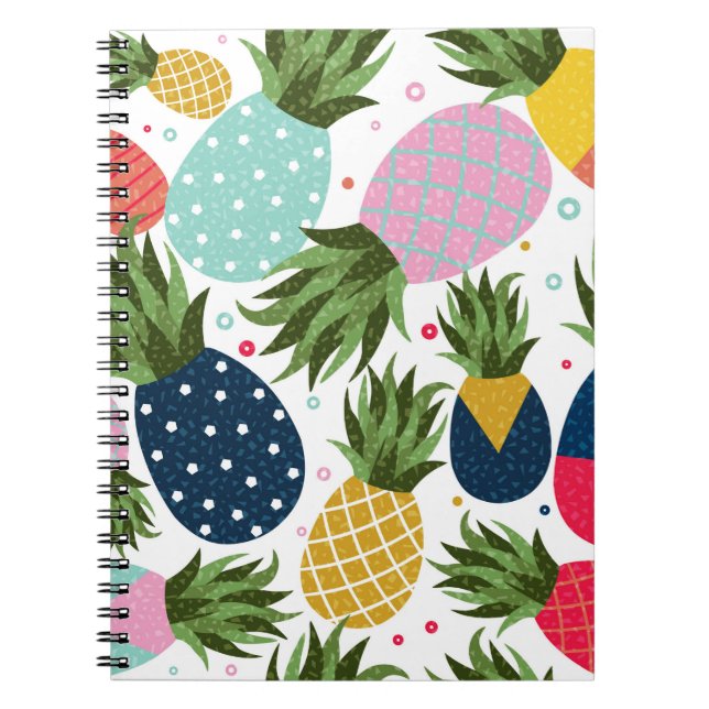 Pineapple seamless pattern illustration, colourful notebook (Front)