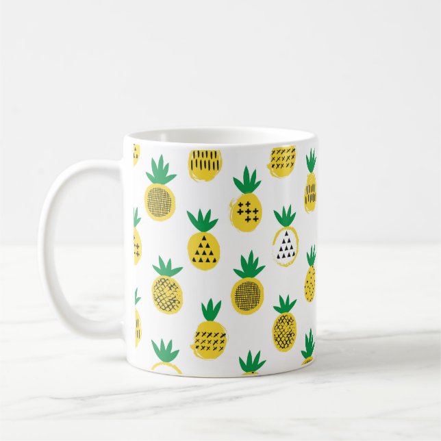 Pineapple seamless pattern. Kid design.  Coffee Mug (Left)