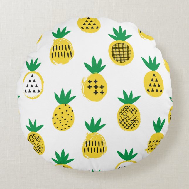 Pineapple seamless pattern. Kid design.  Round Cushion (Front)