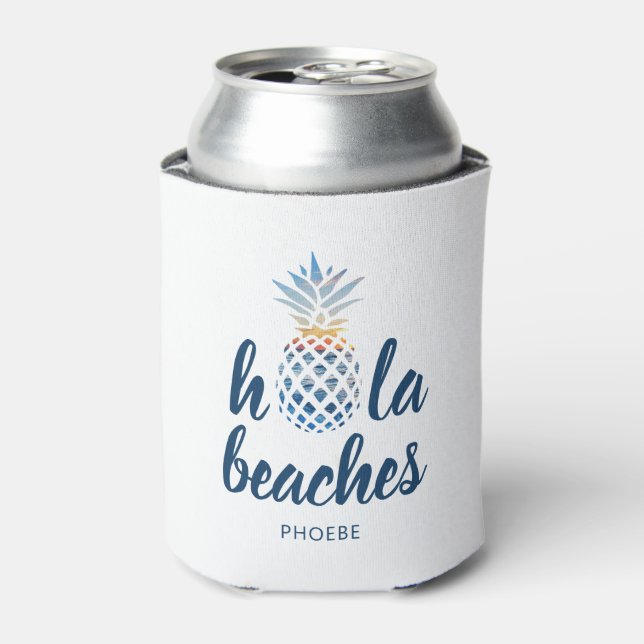 Pineapple Seaside Beach Vacation Custom Can Cooler (Can Front)