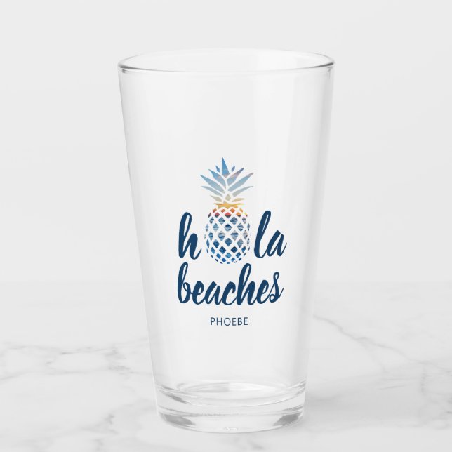 Pineapple Seaside Beach Vacation Custom Glass (Front)