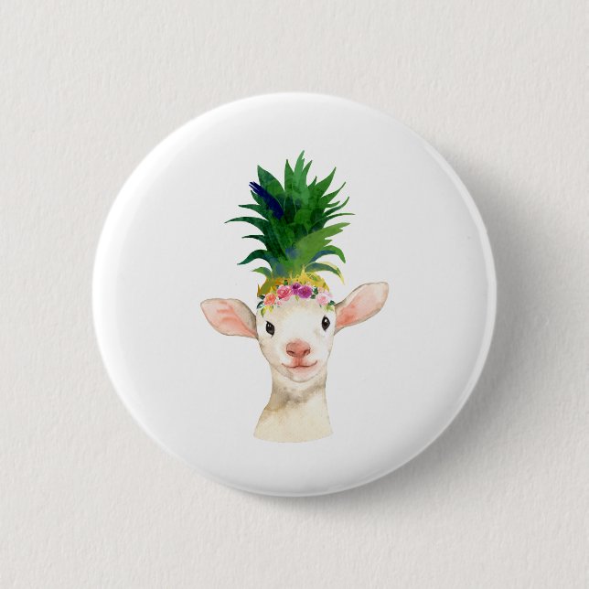 Pineapple Sheep Lamb Carnival 6 Cm Round Badge (Front)