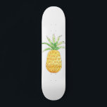 Pineapple Skateboard<br><div class="desc">This girly Skateboard is decorated with a hand drawn pineapple in shades of yellow and green.
Because we create our own artwork you won't find this exact image from other designers.
Original Watercolor © Michele Davies.</div>