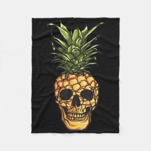 Pineapple Skull Hawaii Aloha Beaches Hawaiian Goth Fleece Blanket