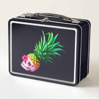 Pineapple Skull Metal Lunch Box