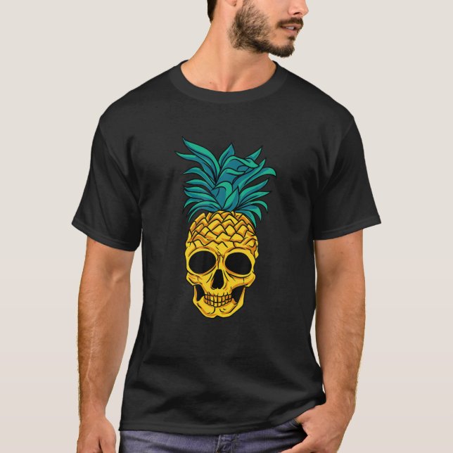 Pineapple Skull Tropical Fruit Halloween Dark Nu G T-Shirt (Front)